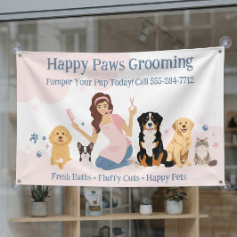 Leuke Verwende Huisdier Hond Kapper Professionele Spandoek