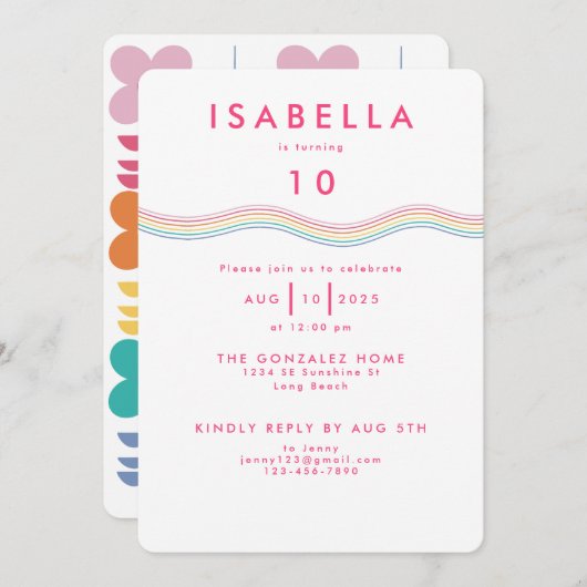 Leuke Vibrant Retro Bloem Verjaardag Kaart (Voorkant / Achterkant)