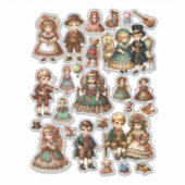 Leuke Victoriaans antiek poppen en speelgoed kunst Sticker (Voorkant)
