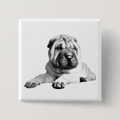 Leuke Vierkante Shar Pei Button (Voorkant)