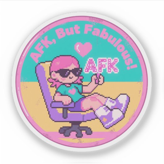 Leuke vintage gamer AFK-lounge retro design Sticker (Voorkant)