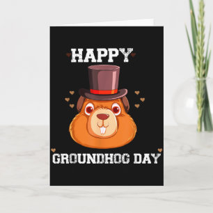 Leuke Vintage Gelukkige Groundhog Day 2024 Vier H Kaart