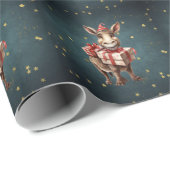 Leuke vintage kerst ezel cadeaupapier (Rol Hoek)