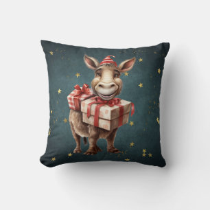 Leuke vintage kerst ezel kussen