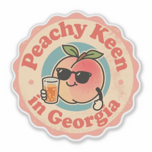 Leuke vintage perzik uit Georgia Sticker (Voorkant)