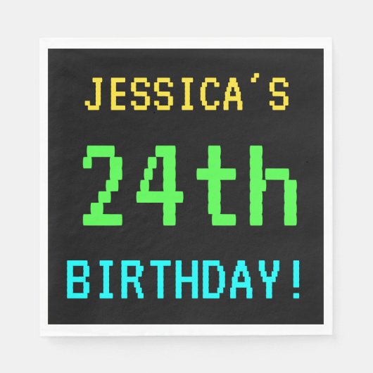 Leuke vintage/retro videogame uitstraling 24e verj servet (Voorkant)