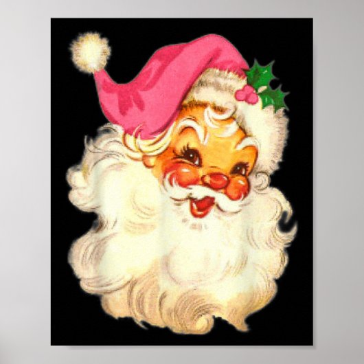 Leuke vintage roze Kerstman roze Kerstontwerp Poster (Voorkant)