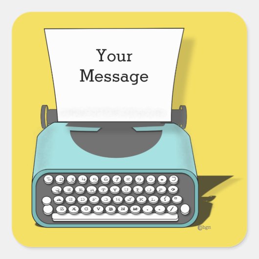 Leuke Vintage Teal Schrijfmachine Sticker voor Elk (Voorkant)