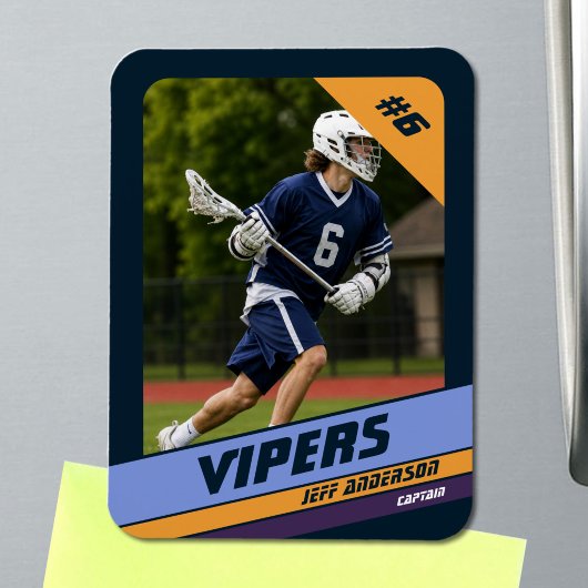 Leuke Violet Lacrosse Speler Foto Magneet
