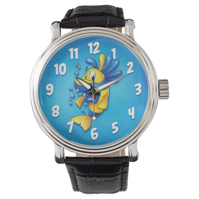 Leuke vis cartoon horloge (Voorkant)