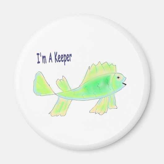 Leuke vis met ik ben een keeper tekst magneet (Voorkant)