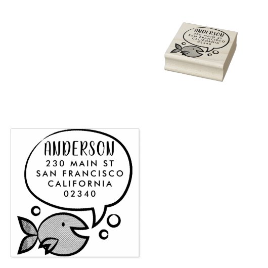 Leuke vis spraak bubble familienaam retouradres rubberstempel (Gestempeld)