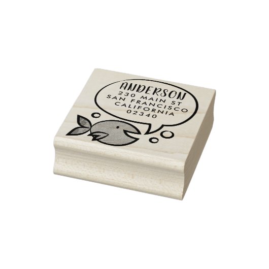 Leuke vis spraak bubble familienaam retouradres rubberstempel (Stempel)