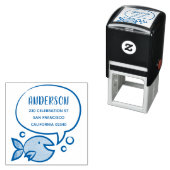 Leuke vis spraak bubble familienaam retouradres zelfinktende stempel (In situ)