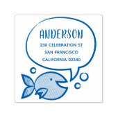Leuke vis spraak bubble familienaam retouradres zelfinktende stempel (Design)