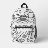 Leuke Visavontuur Doodle Kunst Bedrukte Rugzak (Voorkant)