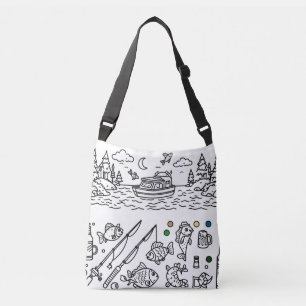 Leuke Visavontuur Doodle Kunst Crossbody Tas