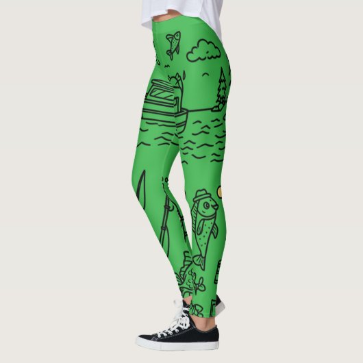 Leuke Visavontuur Doodle Kunst Leggings (Links)