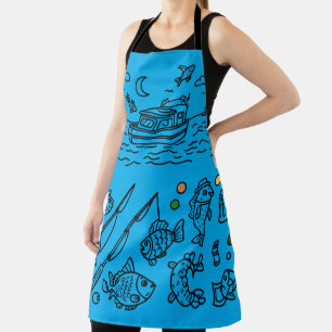 Leuke Visavontuur Doodle Kunst Schort