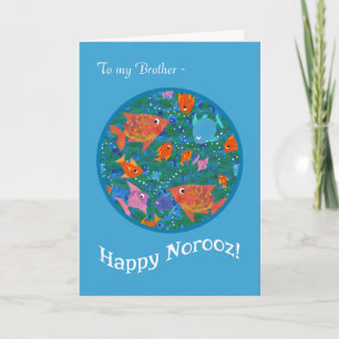 Leuke vissen in de zee Norooz kaart voor broer