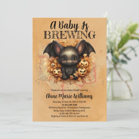 Leuke vleermuis Een Baby is het brouwen van Baby s Kaart (Staand voorkant)