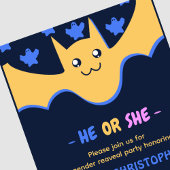 Leuke vleermuis spook hij of zij Halloween geslach Kaart