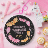 Leuke vleermuizen, ballonnen + spinnenwebs Pastel  Papieren Bordje (Feest)