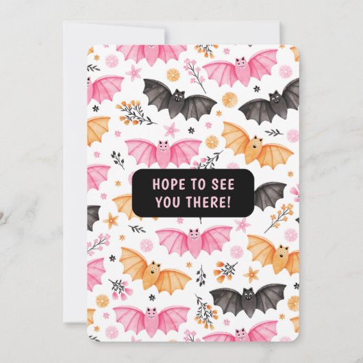 Leuke vleermuizen en ballonnen Pastel Halloween Kaart (Achterkant)
