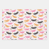 Leuke Vleermuizen, Plaid en Bloemen Pastel Hallowe Inpakpapier Vel (Voorkant 3)