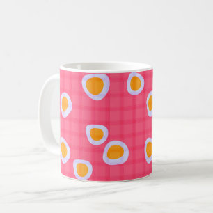 Leuke vlekken op een koraalroze geruite achtergron koffiemok