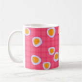 Leuke vlekken op een koraalroze geruite achtergron koffiemok (Links)