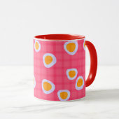Leuke vlekken op een koraalroze geruite achtergron mok (Voorkant rechts)