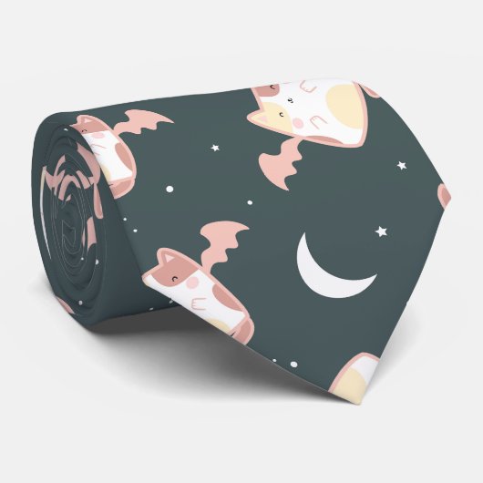 Leuke vliegende katten op een blauwe achtergrond stropdas (Opgerold)