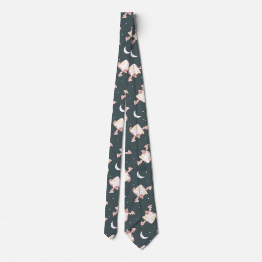Leuke vliegende katten op een blauwe achtergrond stropdas (Achterkant)