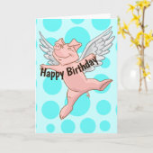 Leuke Vliegende Varken Verjaardag Kaart (Gele Bloem)