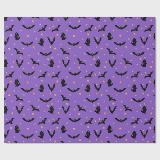 Leuke Vliegende Vleermuizen en Sterren Patroon Hal Cadeaupapier (Vlak)