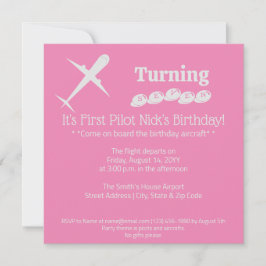 Leuke Vliegtuigpiloot Kids Verjaardagsfeest Roze Kaart