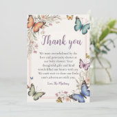  leuke vlinder baby shower dank je kaarten (Staand voorkant)