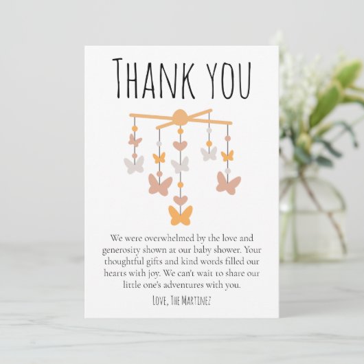 leuke vlinder baby shower dank je kaarten (Staand voorkant)