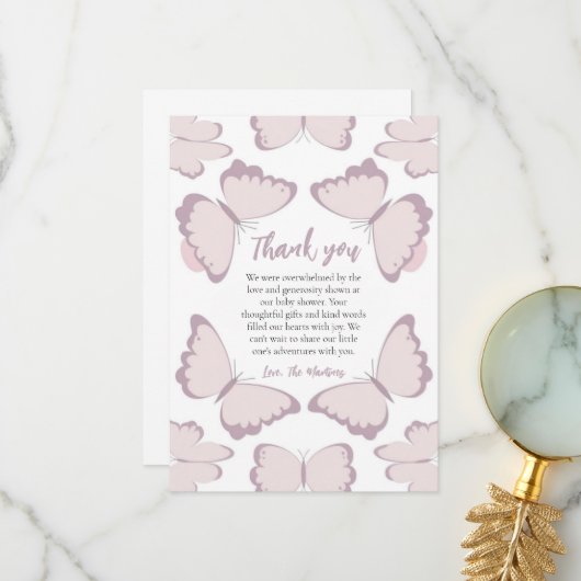 leuke vlinder baby shower dank je kaarten (Voorkant / Achterkant in situ)