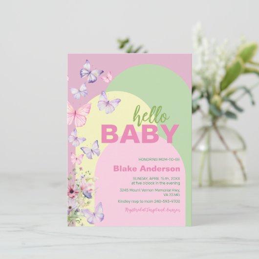 Leuke Vlinder Baby shower Invitation (Staand voorkant)