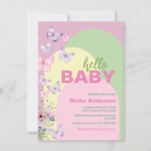 Leuke Vlinder Baby shower Invitation (Voorkant)
