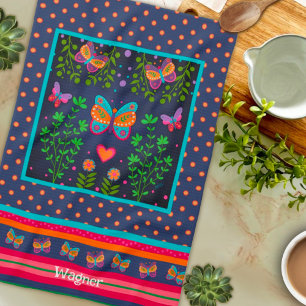 Leuke vlinder chique bloemenstijlvolle aangepaste theedoek