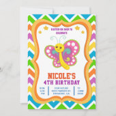 Leuke Vlinder Kids Verjaardagsfeestuitnodiging Kaart (Voorkant)