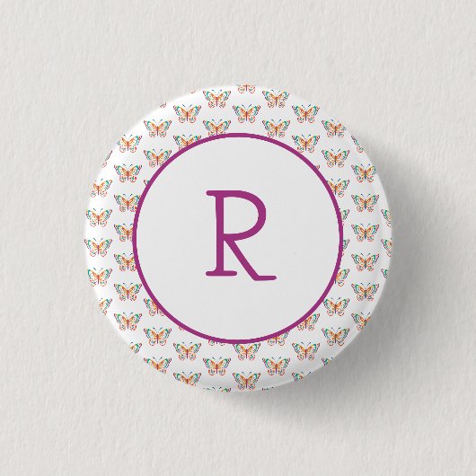 Leuke vlinder met Initiaal Ronde Button 3,2 Cm (Voorkant)