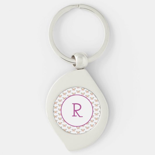 Leuke vlinder met Initiaal Sleutelhanger (Voorkant)