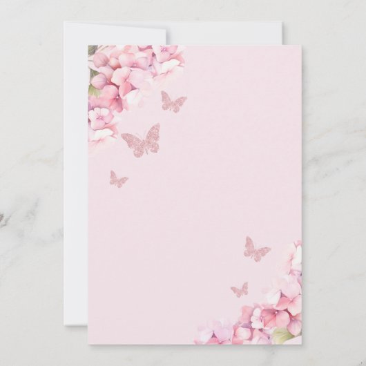 Leuke Vlinder Roze Waterverf Bloemen 1e Verjaardag Kaart (Achterkant)