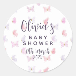 Leuke vlinder-thema-feeststickers. ronde sticker