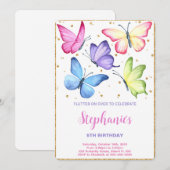 Leuke vlinder verjaardag uitnodiging (Voorkant / Achterkant)