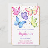 Leuke vlinder verjaardag uitnodiging (Voorkant)